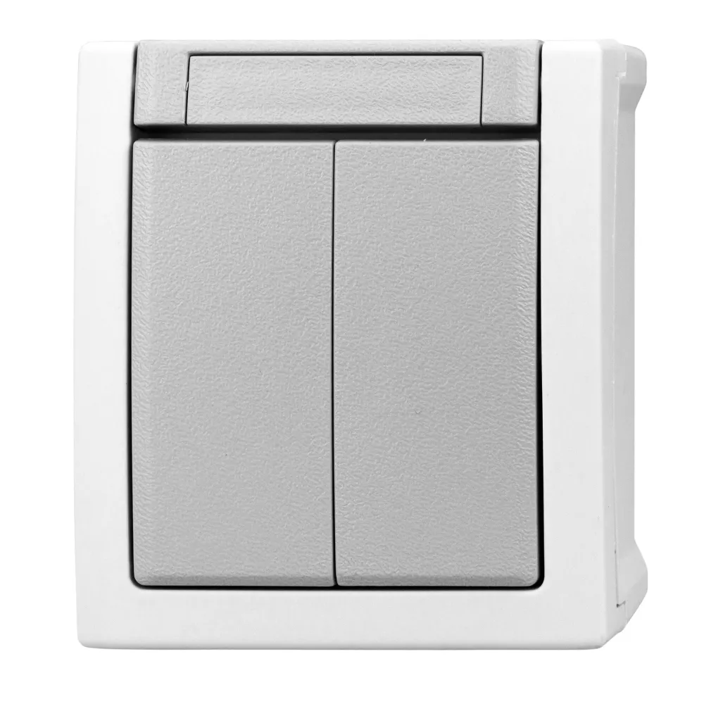 Intrerupator dublu Schrack Visio50 EV210009 aparent gri IP54 conexiune elastica