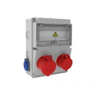 Tablou electric Bemis BH2-2134-1182, aparent, IP44, 224x302x120 mm, ABS, gri, 1 priza 5/32A 380V, 1 priza 5/16A 380V, 2 prize 1/