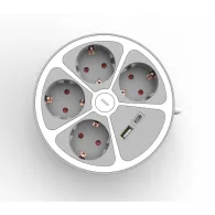 Prelungitor 4 prize 1x USB-A + 1x USB-C, cablu 3x1.5mmp, 1.4m, alb, Technik