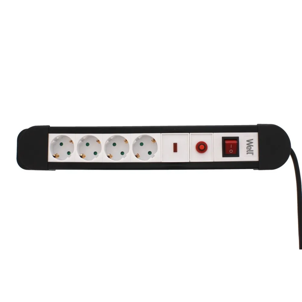 Prelungitor 4 prize 3M cu protectie, cablu 3x1.5mmp, Well