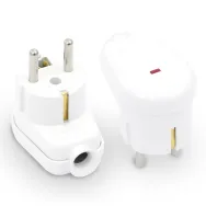 Stecher Shuko iesire laterala alb, martor LED WT-16U/S Plastrol