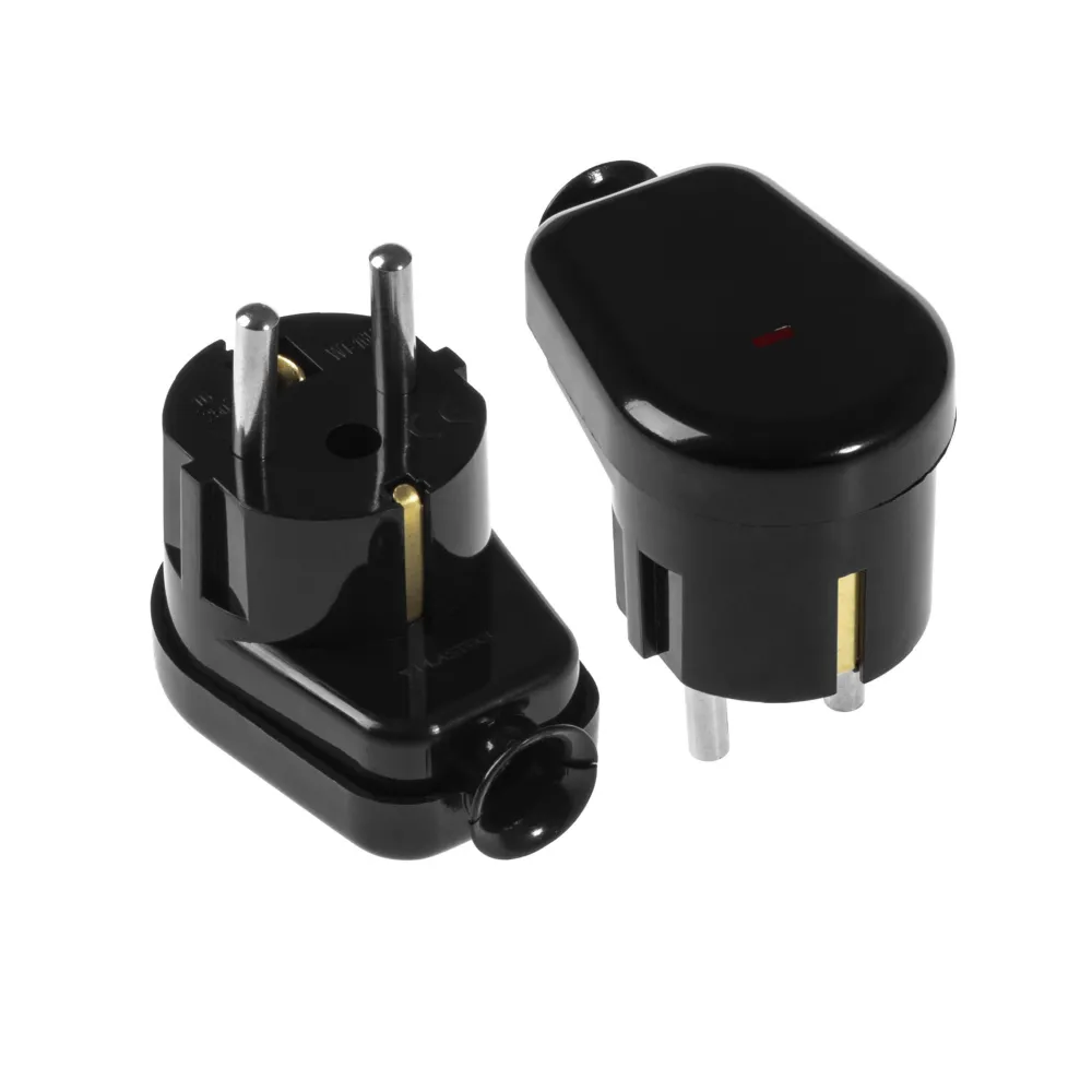 Stecher Shuko iesire laterala negru, martor LED WT-16U/S Plastrol
