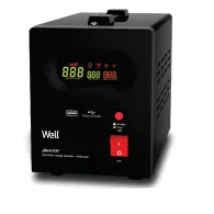 Stabilizator automat de tensiune cu releu 500VA/300W, negru Well, reconditionat