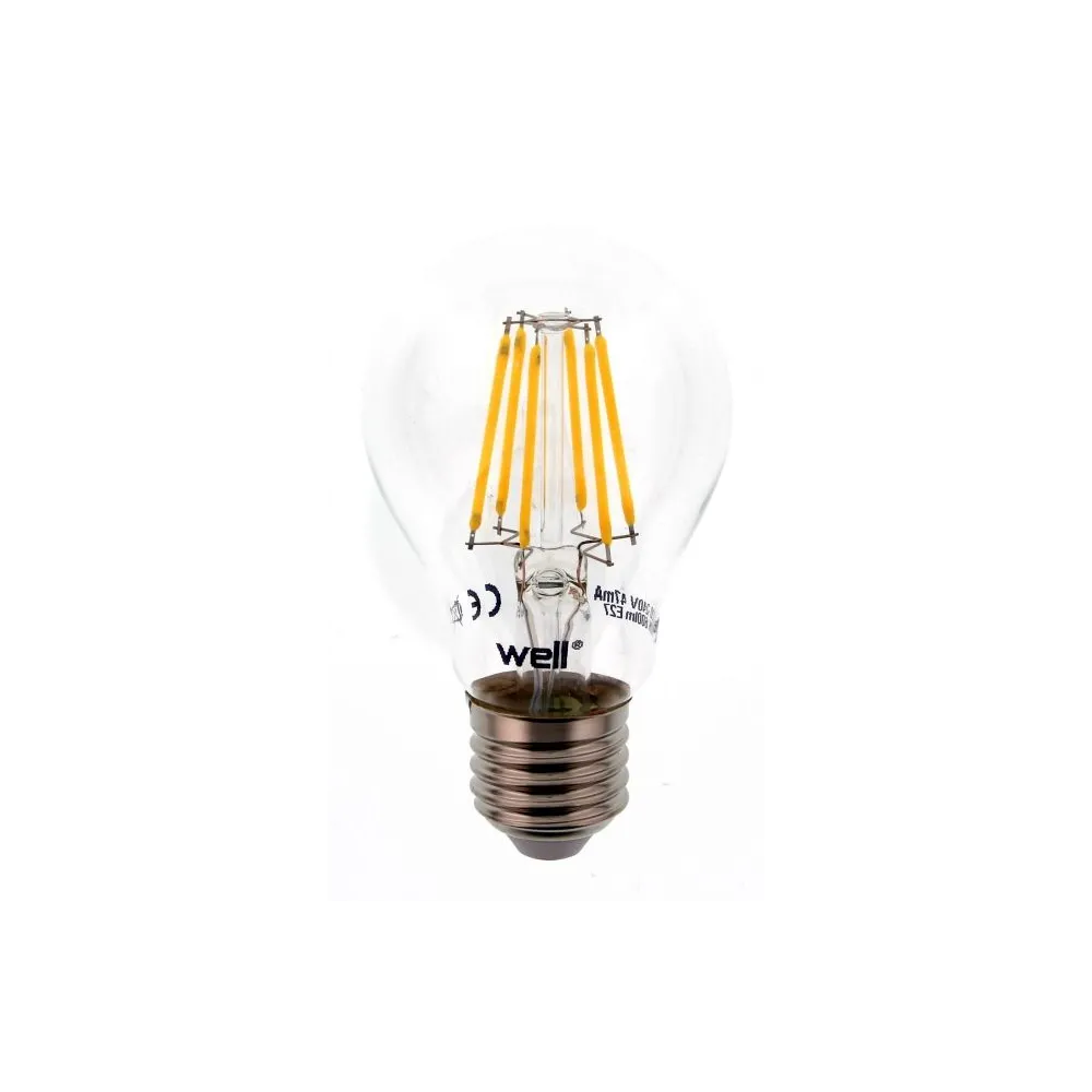 Bec LED filament A60 E27 6W 230V lumina calda Well