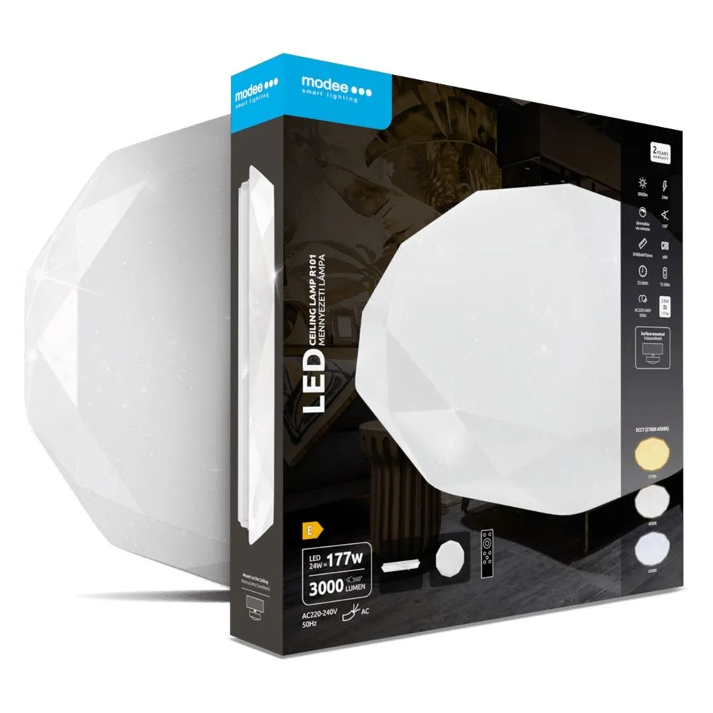 Plafoniera LED 24W 400mm 2700-6000K 3000lm, telecomanda, Modee