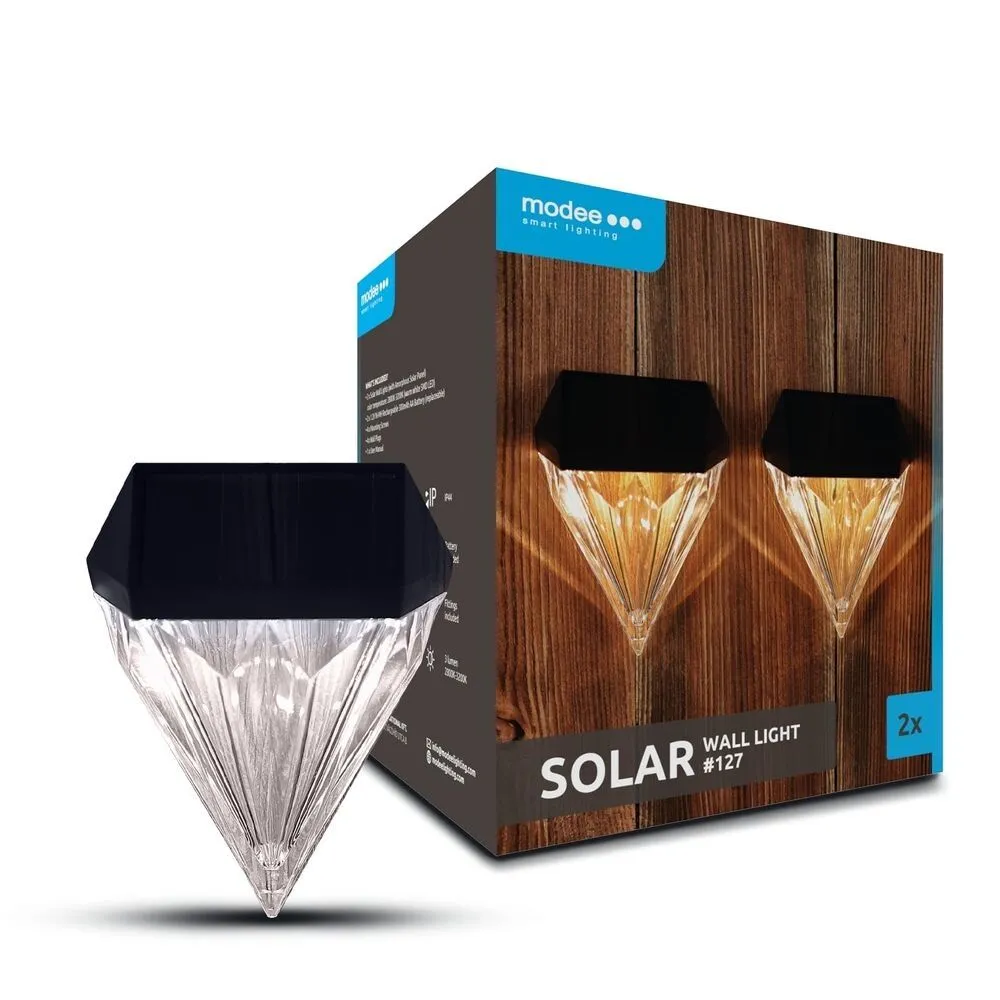 Proiector solar de perete, 3lm, lumina calda, 2 buc/set, Modee