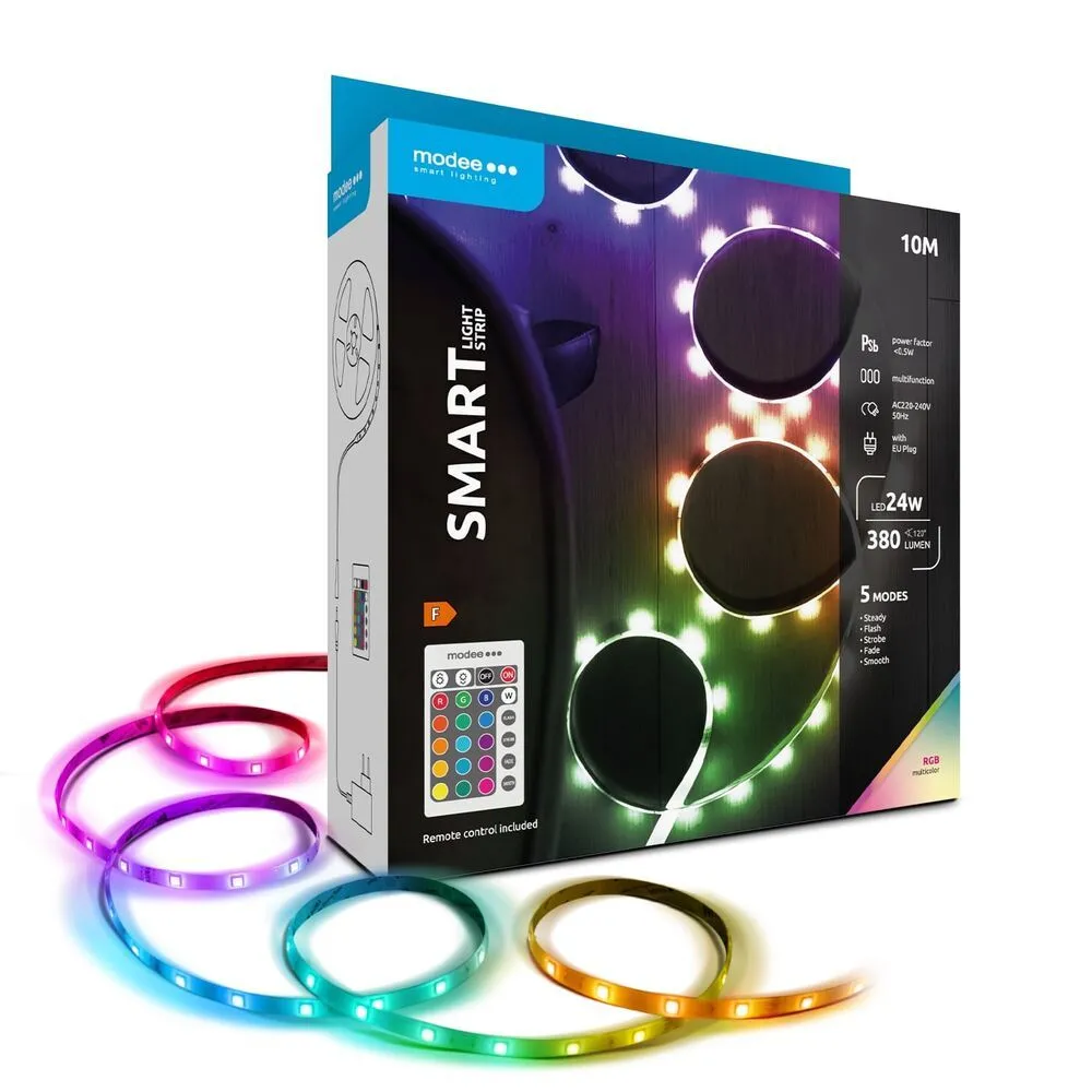 Banda LED Smart Modee, 24W, telecomanda, RGB, 380lm, IP20, 10m