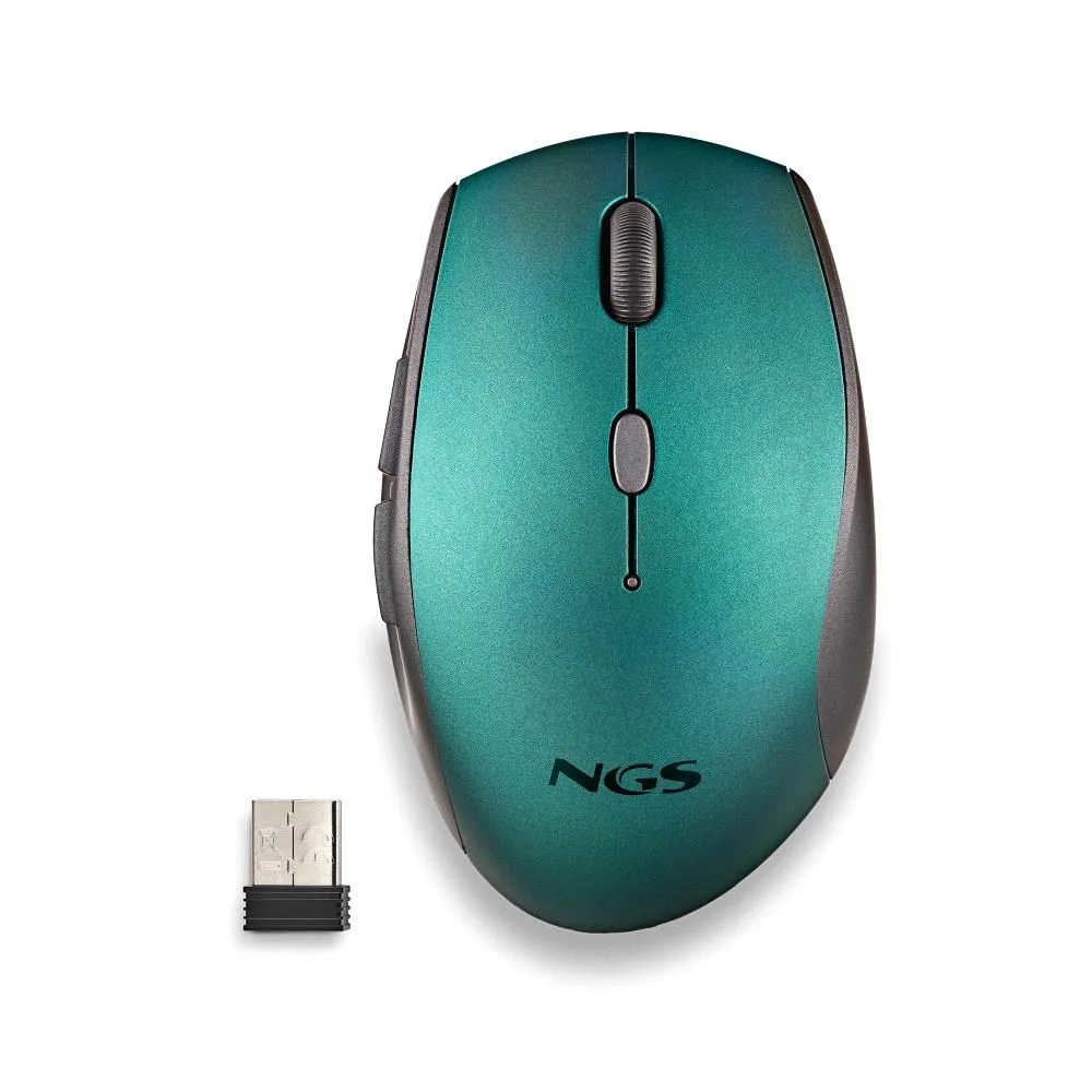 Mouse wireless NGS Bee, 1600dpi, silent click, albastru/verde
