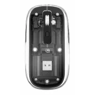 Mouse wireless reincarcabil 190268 Manhattan, 1600dpi, silent click, USB-C, transparent / negru