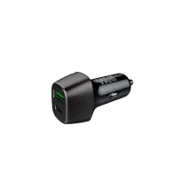 Incarcator auto Well, 1x USB-C PD 33W PPS + 1x USB-A QC 18W, 51W, negru