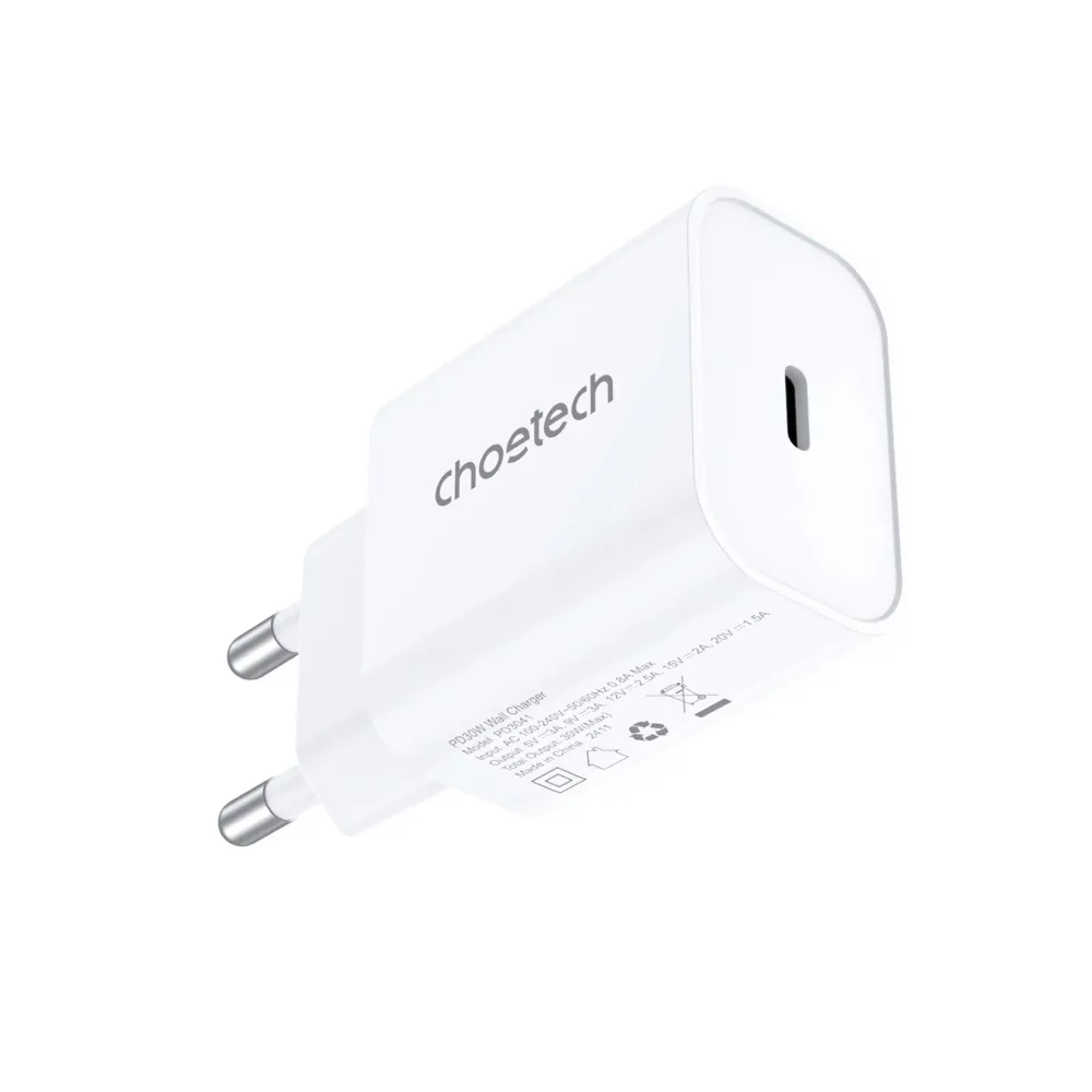 Incarcator retea Choetech PD3041, 1x USB-C 30W, PD3.0/QC3.0, alb