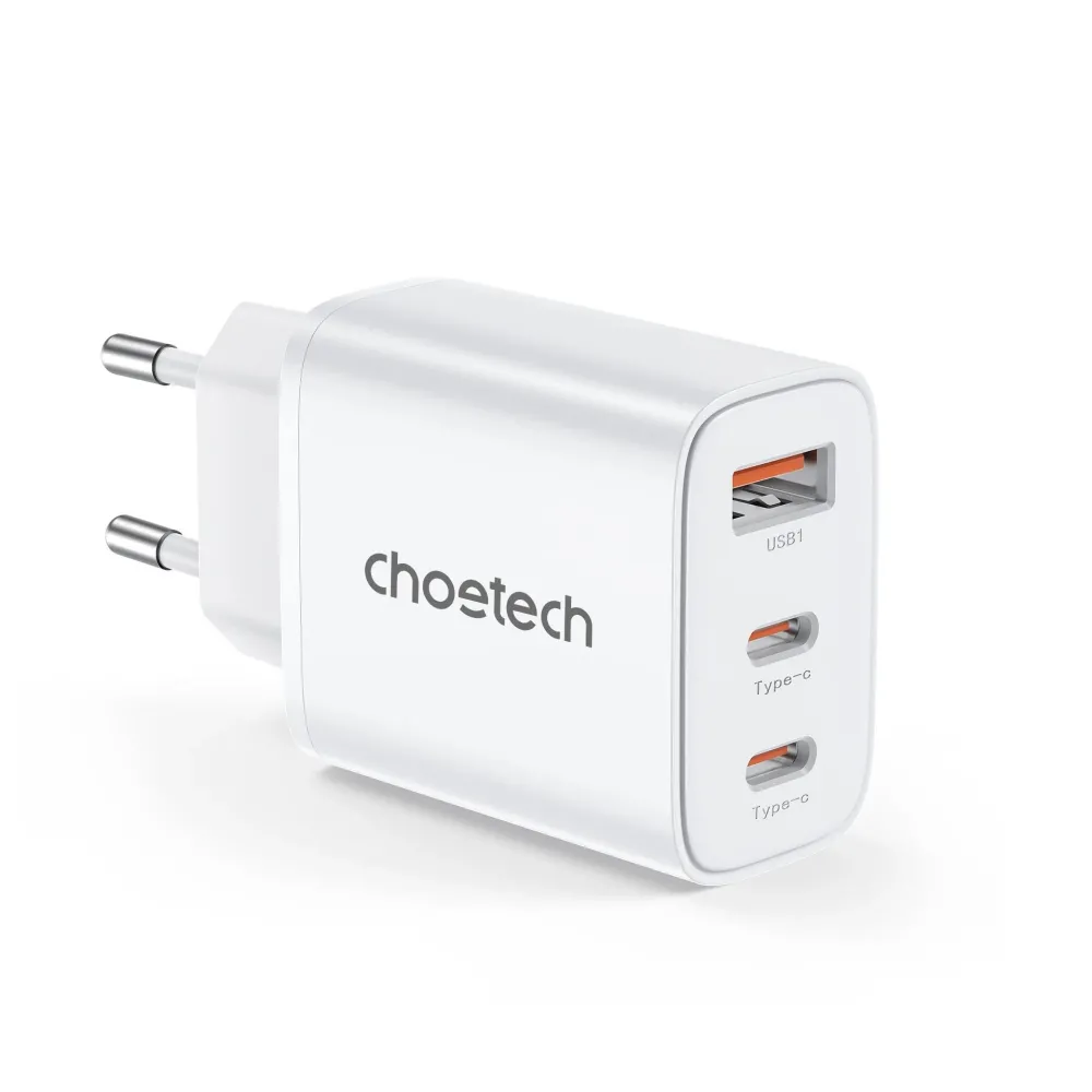 Incarcator retea Choetech PD3046, 2x USB-C 1x USB-A, 30W, PD3.0/QC3.0, alb