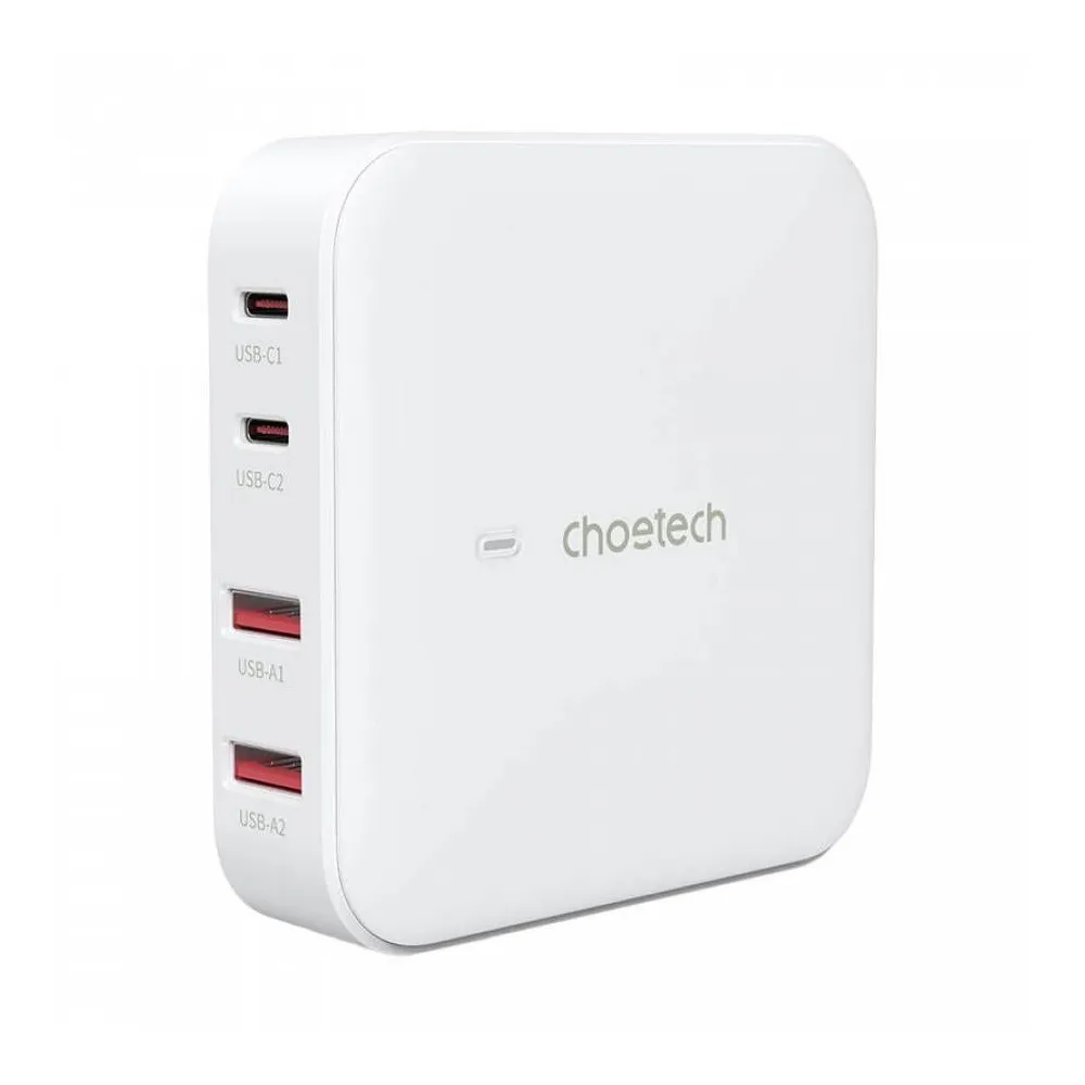 Incarcator retea Choetech PD8008 GaN, 2x USB-C, 2x USB-A, PD 100W, alb