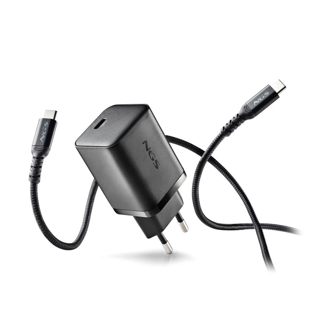 Incarcator retea NGS BUD 65W-C, 1x USB-C PD 65W, cablu USB-C, negru