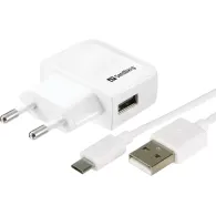 Incarcator retea Sandberg 440-59, 1x USB-A 1A, cablu micro USB, alb