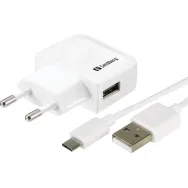 Incarcator retea Sandberg 440-59, 1x USB-A 1A, cablu micro USB, alb