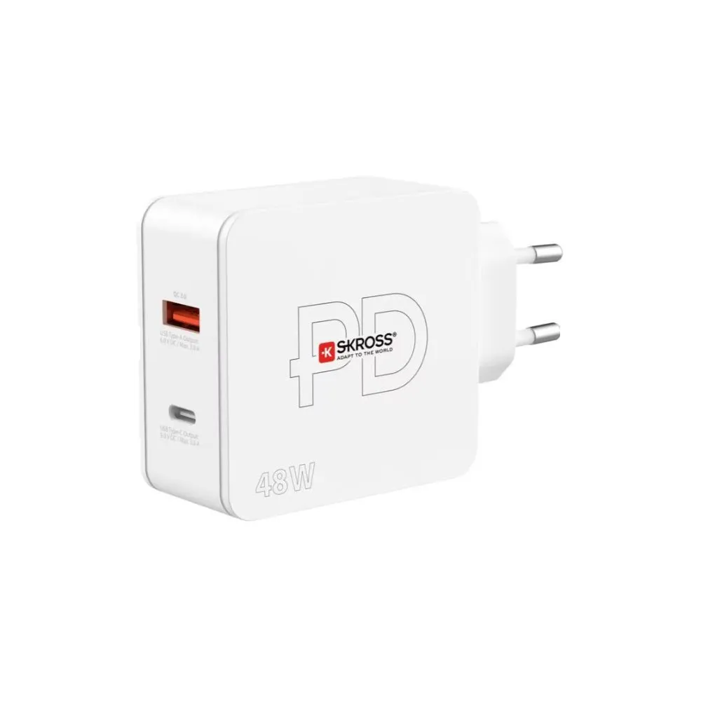 Incarcator retea Skross Multipower 2 Pro+, 1x USB-C, 1x USB-A, PD 48W, alb