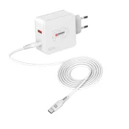 Incarcator retea Skross Multipower Combo +, 1x USB-C, 1x USB-A, PD 48W, cablu USB-C, alb