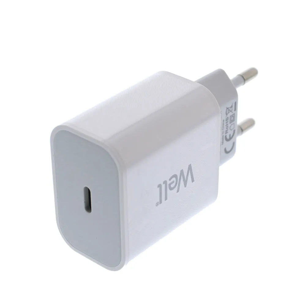 Incarcator retea Well, 1x USB-C PD 20W, punga, alb