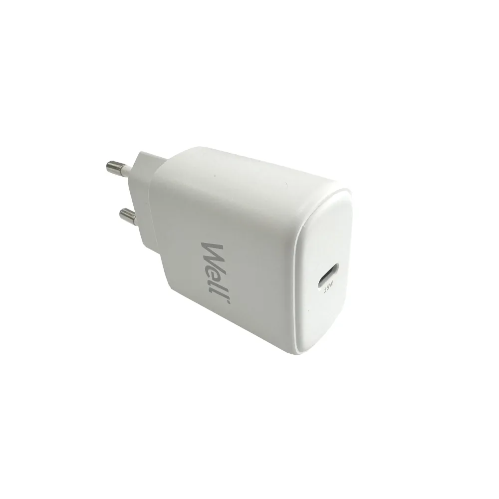 Incarcator retea Well, 1x USB-C PD 25W, GaN, cutie, alb