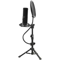 LORGAR Voicer 721, Gaming Microphone, Black, USB condenser microphone with tripod stand and pop filter "LRG-CMT721"