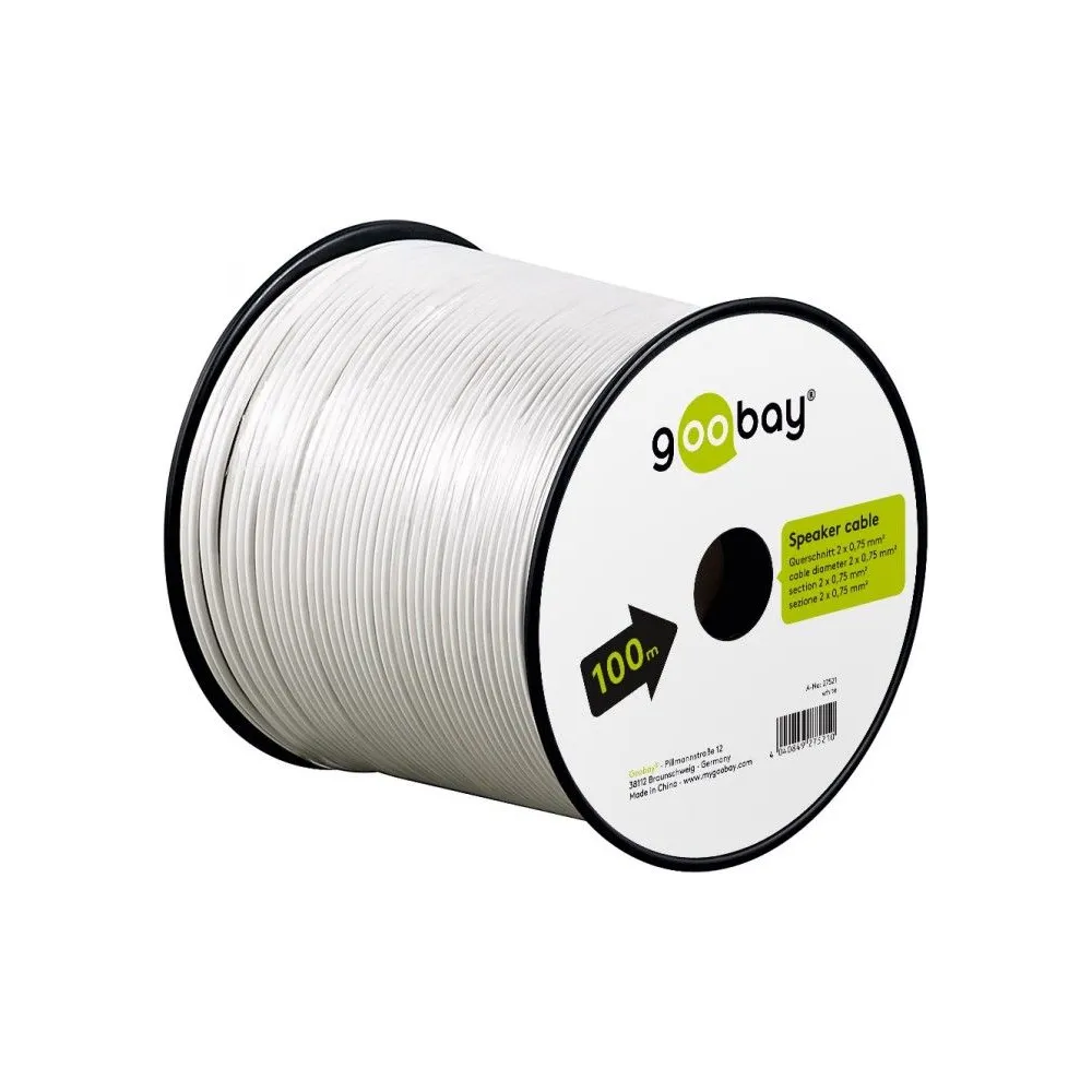 Cablu difuzor alb 2x0.75, 100m pe tambur