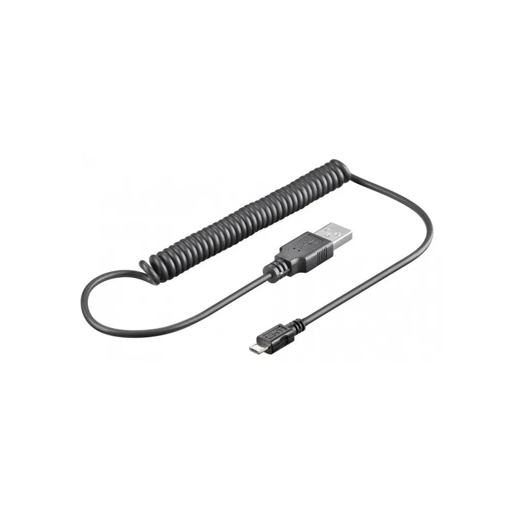 Cablu USB 2.0 A tata - micro USB, 1.5m, spiralat, Goobay