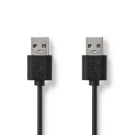 Cablu USB 2.0 A tata - USB-A tata, 2m, negru, Nedis