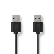 Cablu USB 2.0 A tata - USB-A tata, 2m, negru, Nedis