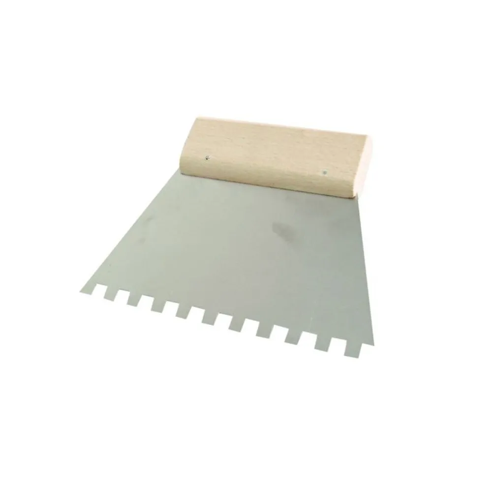 SPATULA INOX DINTATA CU MANER LEMN 250/8MM