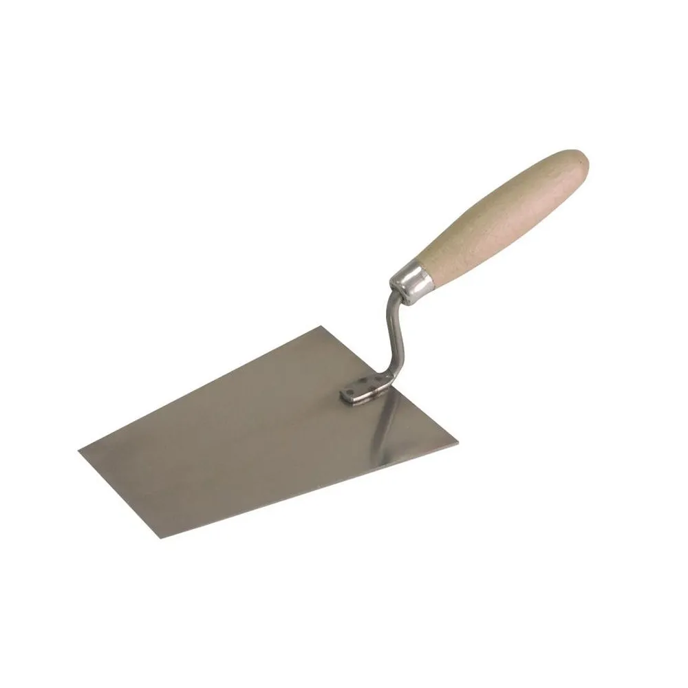 MISTRIE INOX TRAPEZOIDALA CU MANER LEMN 180X155X80MM