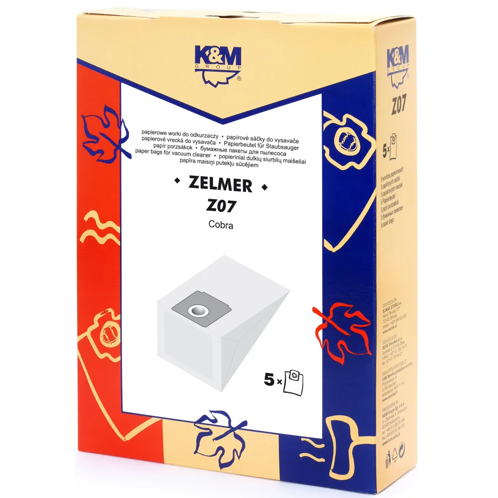 Sac aspirator Zelmer 2000, hartie, 5X saci, K&M