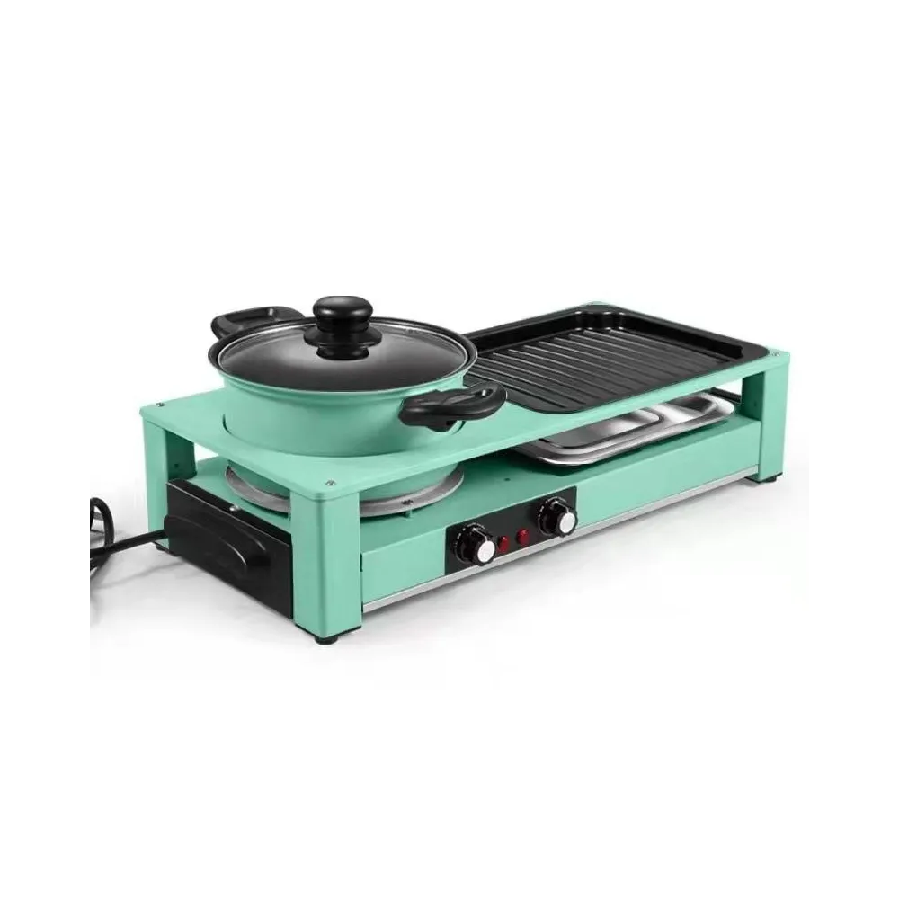 Gratar electric 2200W, oala cu capac 18cm