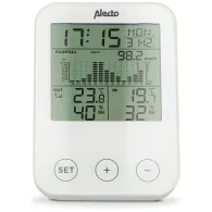 Statie meteo Alecto WS-1200, senzor wireless, ceas cu alarma, umiditate, alb