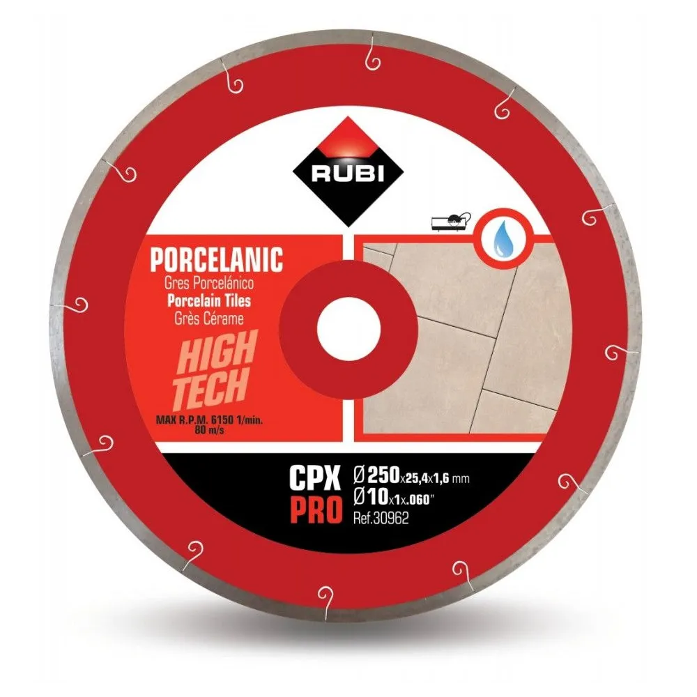 Disc diamantat pt. gresie portelanata 250mm, CPX 250 Pro - RUBI-30962