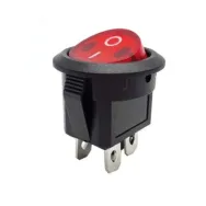 Buton comutator 6A-250V ON-OFF, IP20, 20.5mm, LED rosu