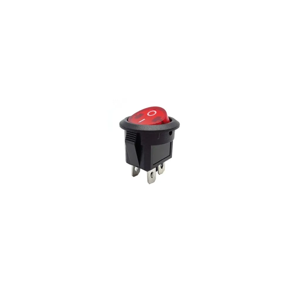 Buton comutator 6A-250V ON-OFF, IP20, 20.5mm, LED rosu