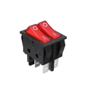 Buton comutator dublu 15A-250V, 2 pozitii, ON-OFF, IP20, 28X22mm, LED rosu