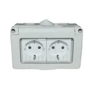 Priza dubla PT schuko antigron cu capac MOD IP55 SPN1302