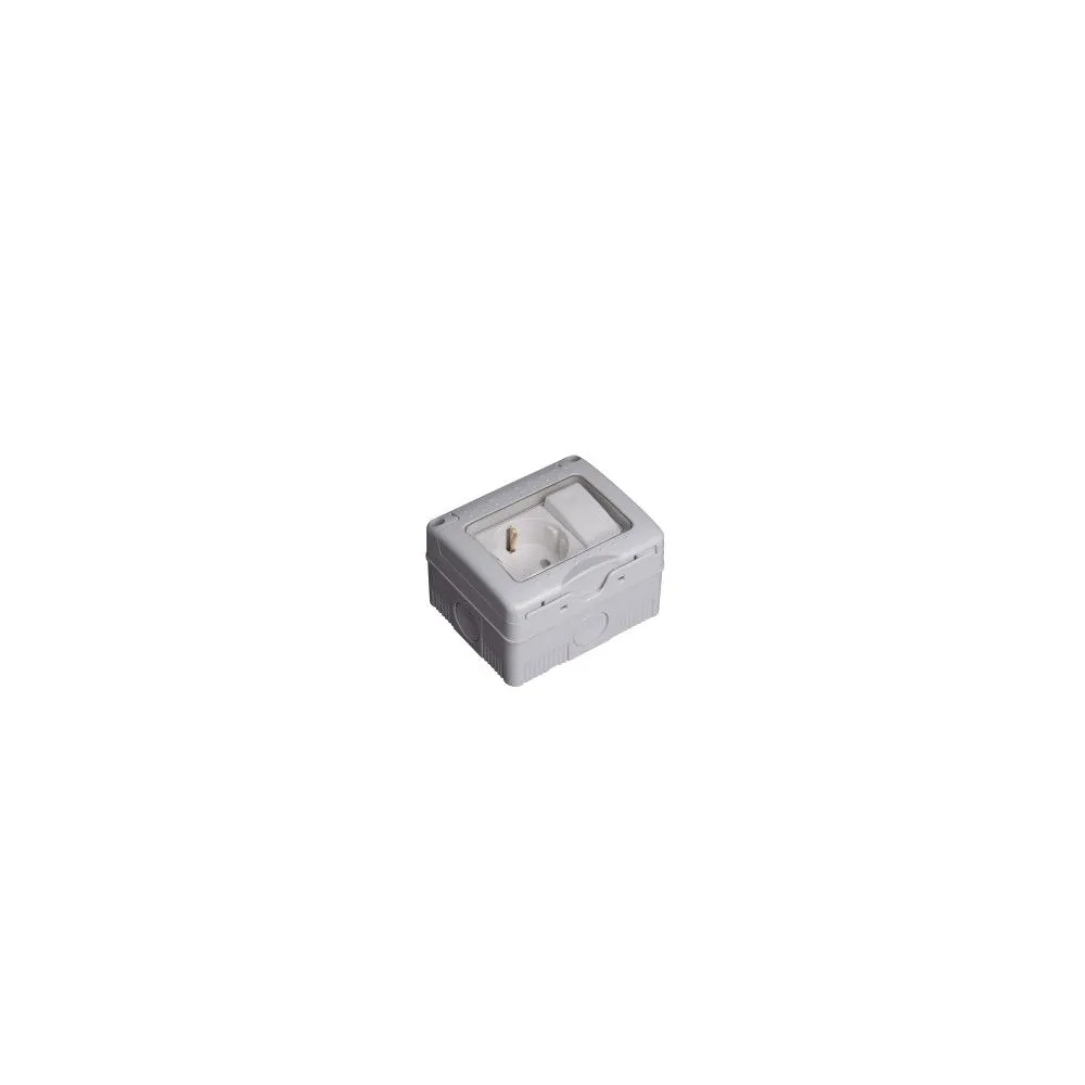 Priza simpla PT schuko antigron cu capac + Intrerupator MOD IP55 SPN1309