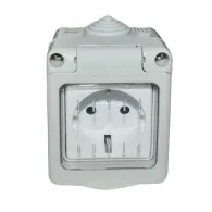 Priza simpla PT schuko antigron cu capac MOD IP55 SPN1301