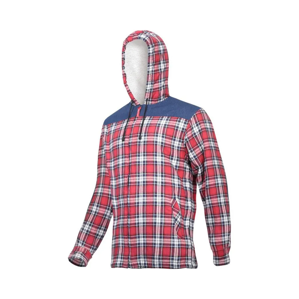 JACHETA FLANEL CU CAROURI CAPTUSITA / ROSU - 2XL