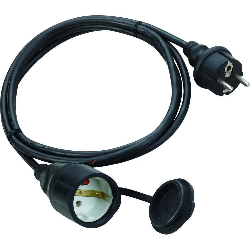 Cablu prelungitor 20m 3x1.5mm, priza cu capac, negru, IP44, Technik