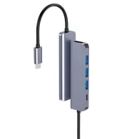 HUB 5 IN 1 USB-C PD 100W ALUMINIU PLATINET
