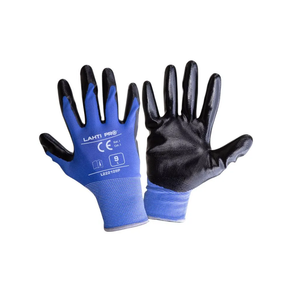 MANUSA NITRIL CU POLIESTER / NEGRU-ALBASTRU - 7