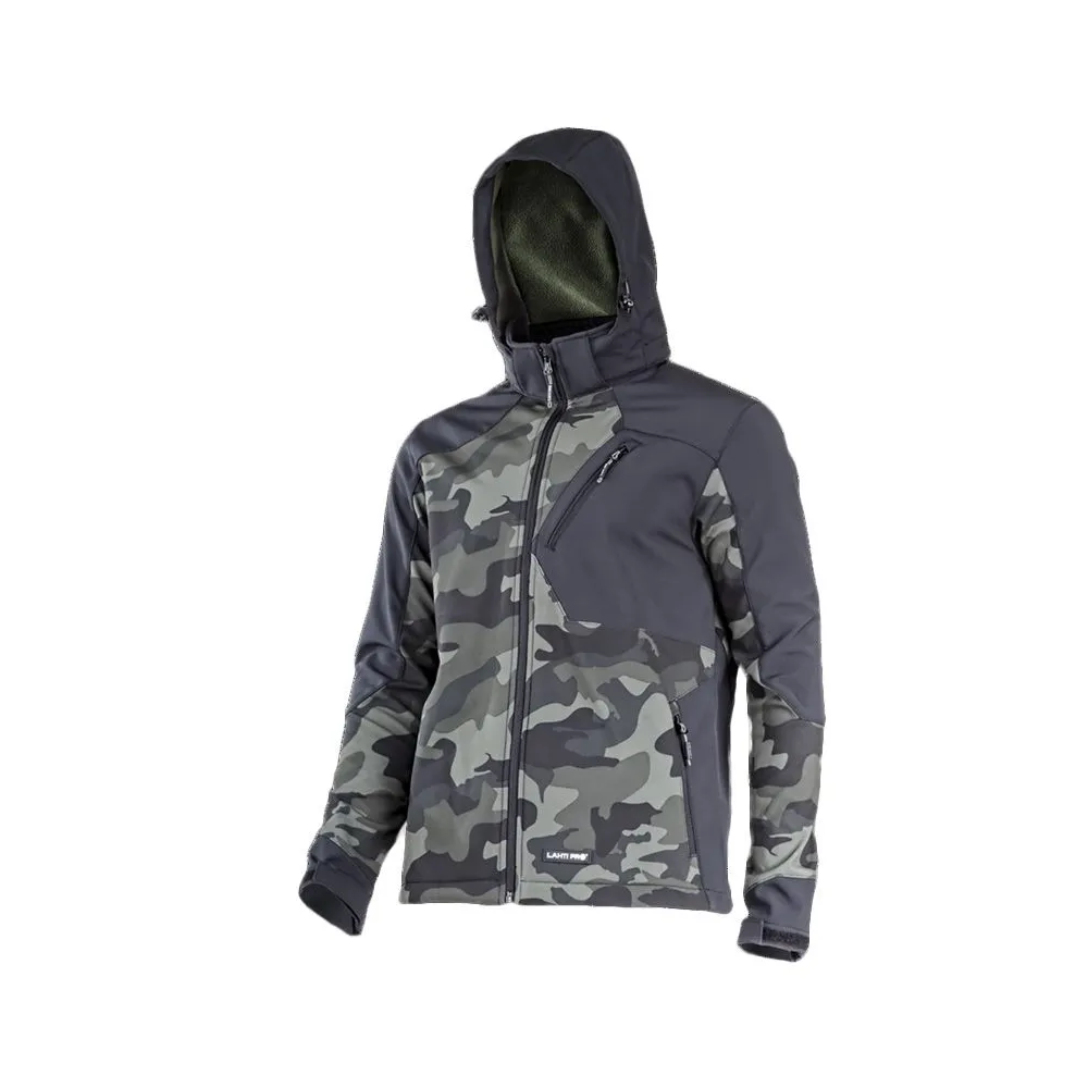 JACHETA ELASTICA CU GLUGA / CAMUFLAJ VERDE-NEGRU - 3XL