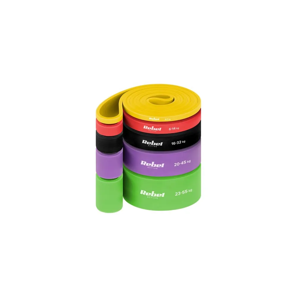 SET 5 BENZI ELASTICE TPE POWER BAND 4-55KG REBEL ACTIVE