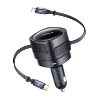 Baseus Enjoyment Max încărcător auto cu cabluri USB-C+Lightning 60W Negru