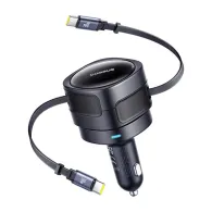 Baseus Enjoyment Max încărcător auto cu cabluri USB-C+USB-C 60W Negru