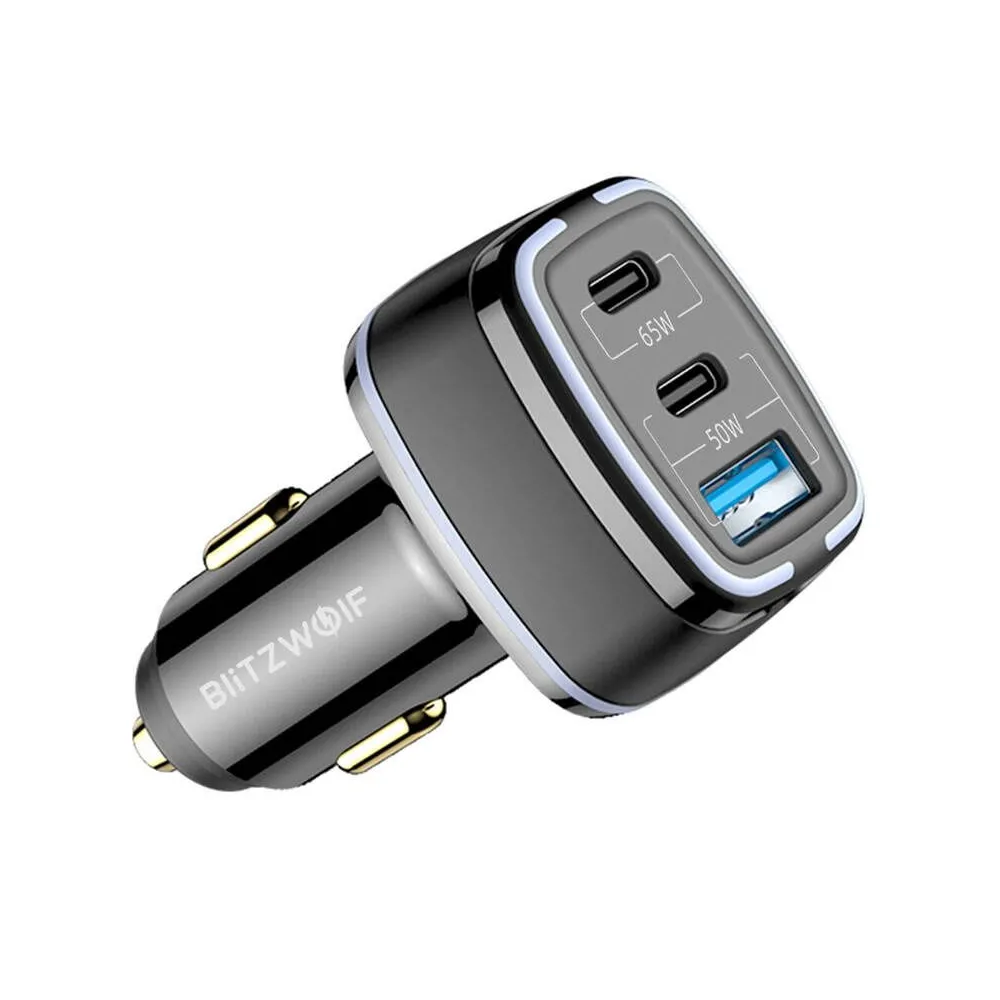 BlitzWolf BW-BC4 115W 3-Port USB PD încărcător auto